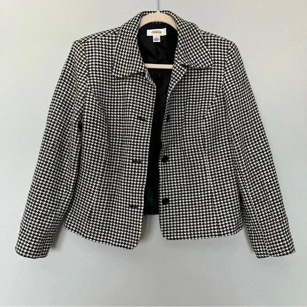 Talbots  vintage houndstooth wool blend jacket made in USA